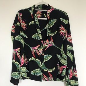 Boohoo Tropical Long Sleeve Top